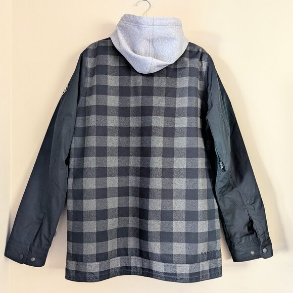 Men’s Burton Dunmore Snowboard Ski Hooded Jacket Black and Gray Plaid Size M - Picture 2 of 8
